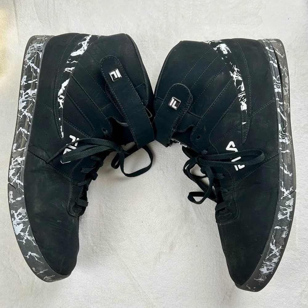 Fila Sneakers Hightops Black White Splatter Vulc 13 Mens Sz. 15
